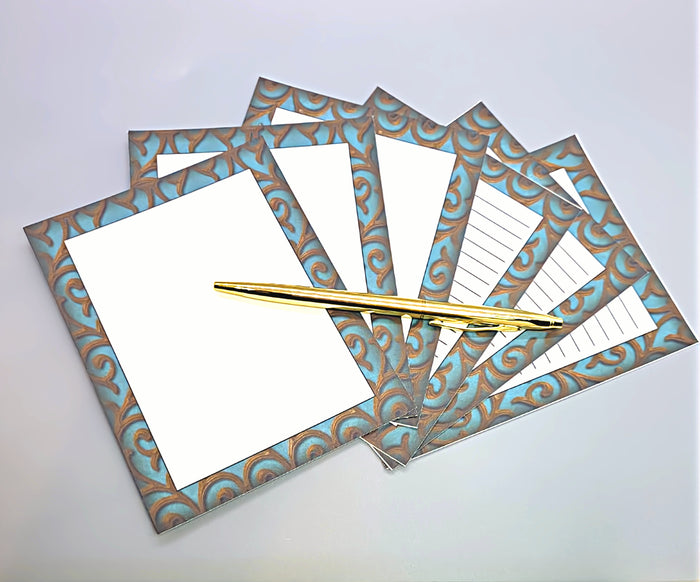 42-Pc Stationery For Him Gift Box Set w/Reusable Desktop Organizer Box & Gold Pen - Gentleman's Blue