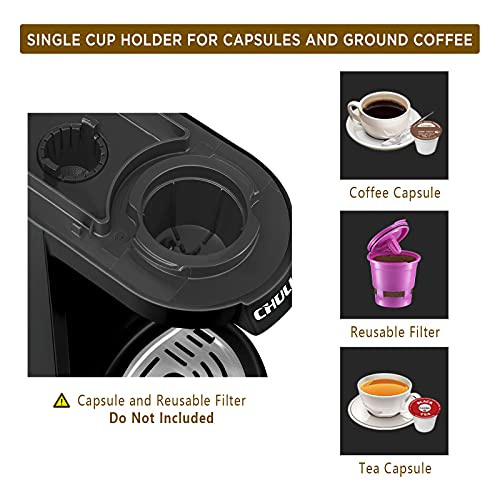 CHULUX Single Serve Coffee Maker Brewer for Single Cup Capsule with 12 Ounce Reservoir,Black - Pink and Caboodle