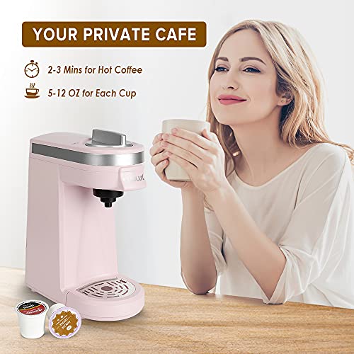 CHULUX Single Serve Coffee Maker,One Button Operation with Auto Shut-Off for Coffee and Tea with 5 to 12 Ounce,Pink - Pink and Caboodle