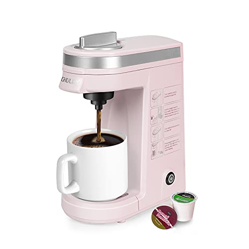 CHULUX Single Serve Coffee Maker,One Button Operation with Auto Shut-Off for Coffee and Tea with 5 to 12 Ounce,Pink