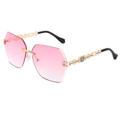 Classic Rimless Women's Metal Frame Hexagon Sunglasses  (7 colors)