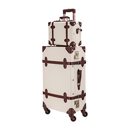 CO-Z Premium Vintage Luggage Set 24 Inches TSA Locks Wheel Suitcase with 12 Inches Hand Bag (Beige)