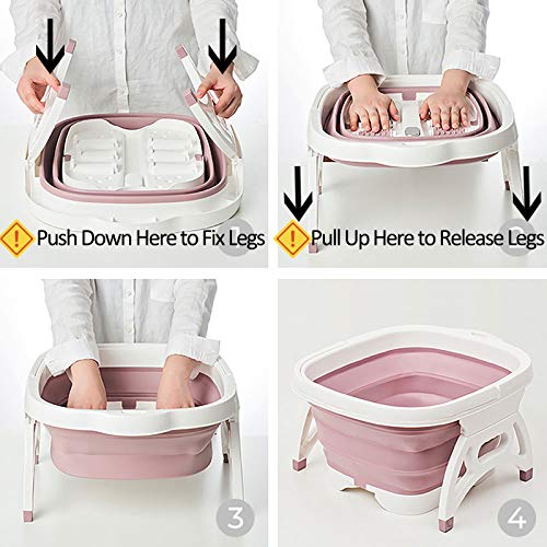 Collapsible Foot Soaking Bath Basin with Foot Callus Remover and Massage Rollers,Foldable Plastic/Rubber Foot Bath Bucket Tub,Pedicure Foot Soak tub Bath(Pink) - Pink and Caboodle