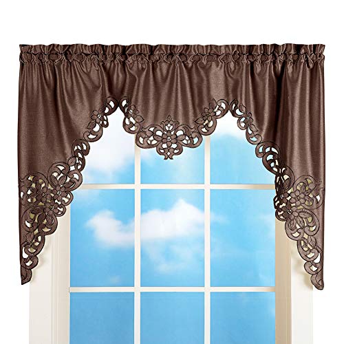 Collections Etc Elegant Scroll Window Valance Chocolate 58