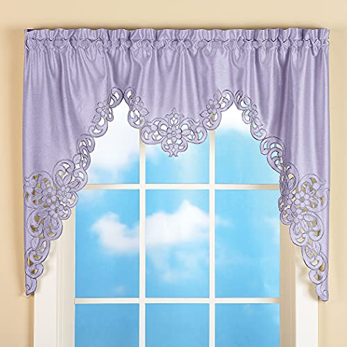 Collections Etc Elegant Scroll Window Valance Lavender 58" x 36" - Pink and Caboodle