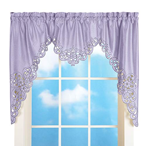 Collections Etc Elegant Scroll Window Valance Lavender 58" x 36" - Pink and Caboodle