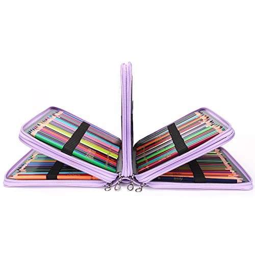 300 Slots Colored Pencil Case Pu Leather Large Capacity - Temu