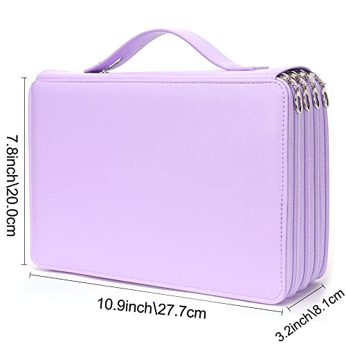 200 Slots Colored Pencil Organizer - Deluxe Pu Leather Pencil Case Holder  With Removal Handle Strap Pencil Box Large For Colored Pencils Watercolor  Pe