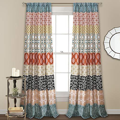 Colorful Bold Bohemian Stripe 84 x 52 Window Curtain Panel Pair