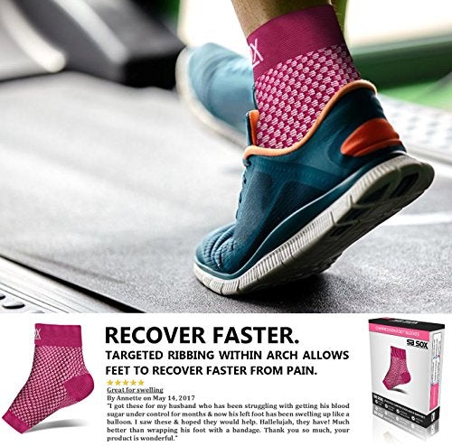 Compression Ankle Socks w/Arch Support for Everyday Use (9 colors) - Pink and Caboodle