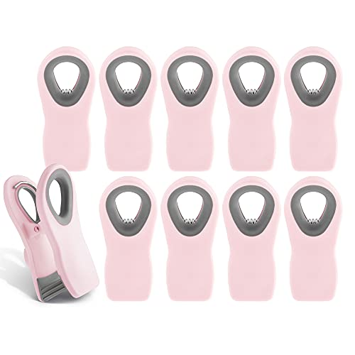 COOK WITH COLOR 10 Pc Bag Clips with Magnet- Food Clips, Chip Clips, Bag Clips for Food Storage with Air Tight Seal Grip for Bread Bags, Snack Bags and Food Bags (Pink)