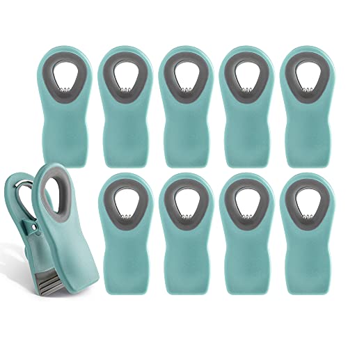 COOK WITH COLOR 10 Pc Bag Clips with Magnet- Food Clips, Chip Clips, Bag Clips for Food Storage with Air Tight Seal Grip for Bread Bags, Snack Bags and Food Bags (Teal)