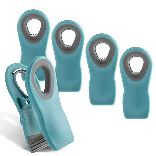 COOK WITH COLOR 5 Pc Chip Bag Clips- Kitchen Clips, Magnetic Chip Clips for Bags, Food Bag Clips with Airtight Seal (Aqua) - Pink and Caboodle
