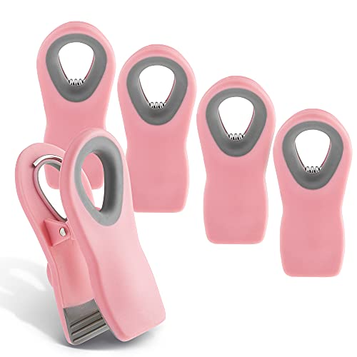 COOK WITH COLOR 5 Pc Chip Bag Clips- Kitchen Clips, Magnetic Chip Clips for Bags, Food Bag Clips with Airtight Seal (Blush) - Pink and Caboodle