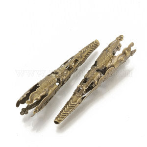 Extra Long Cone Antique Bronze Iron Filigree Bead Cap - Qty 12 or 20