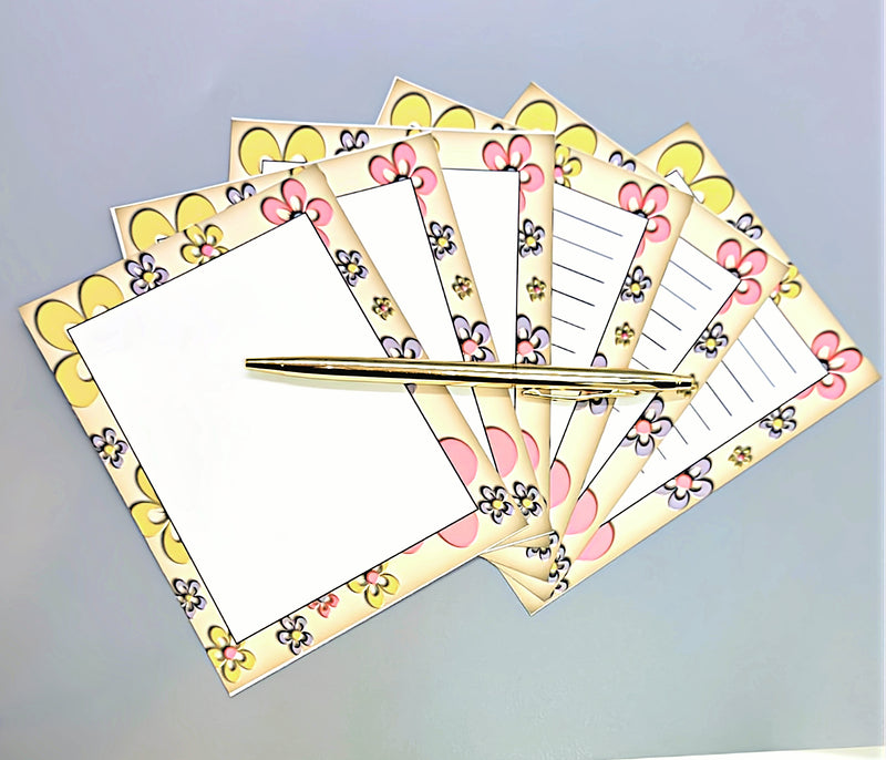 42-Pc Stationery Gift Box Set w/Reusable Desktop Organizer Box & Gold Pen - Pink, Purple, Ivory