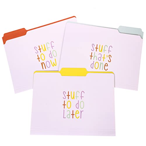 "Trying My Best” File Folders Set w/Colorful Motivational Messages (Set of 9) - Pink and Caboodle