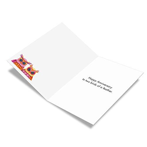 "Two Birds of a Feather" Happy Anniversary Greeting Card with Envelope - Pink and Caboodle