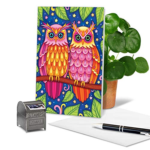 "Two Birds of a Feather" Happy Anniversary Greeting Card with Envelope - Pink and Caboodle